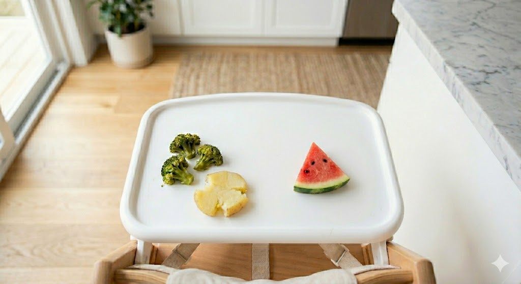 Variedad de alimentos saludables para bebés y niños pequeños